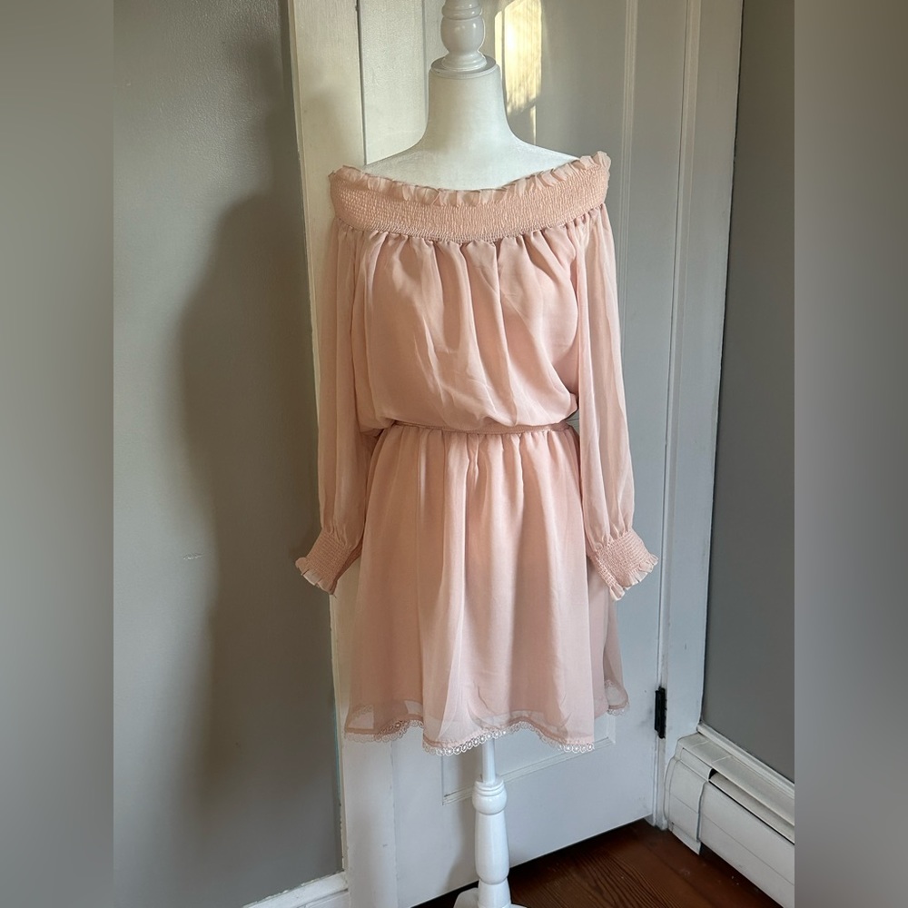 Blush Pink Off-the-Shoulder Dress